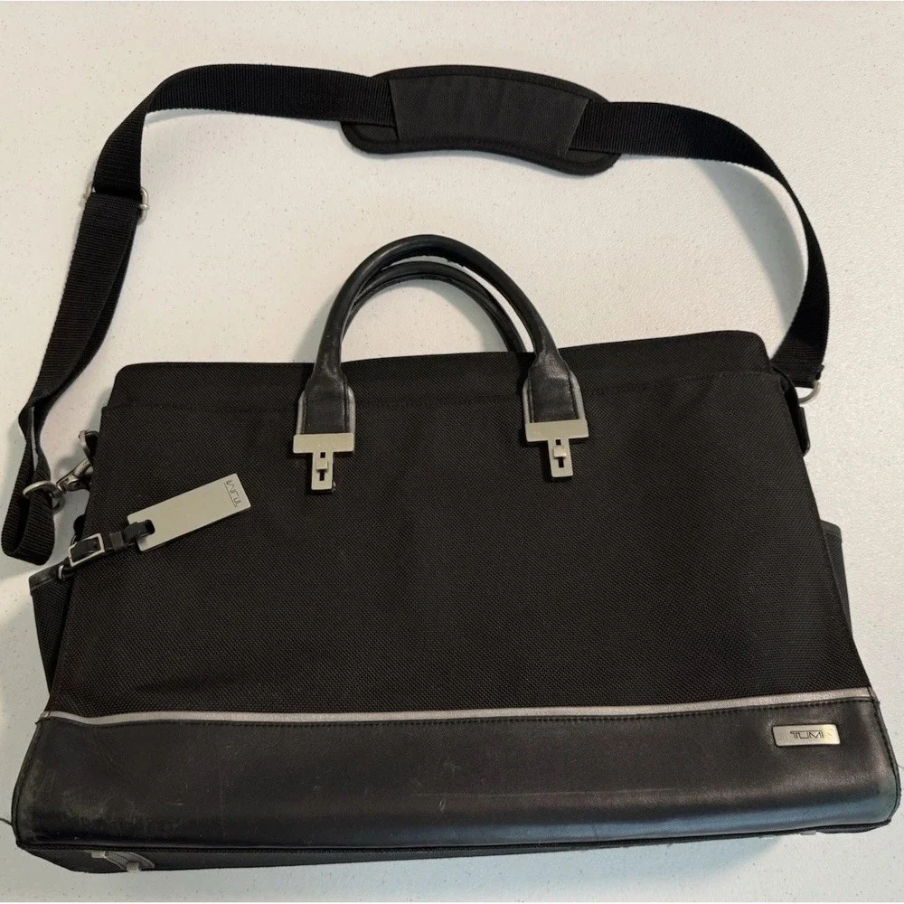 Tumi Elements Black Ballistic Nylon Leather Trim Briefcas Laptop Sleeve&Mini Bag